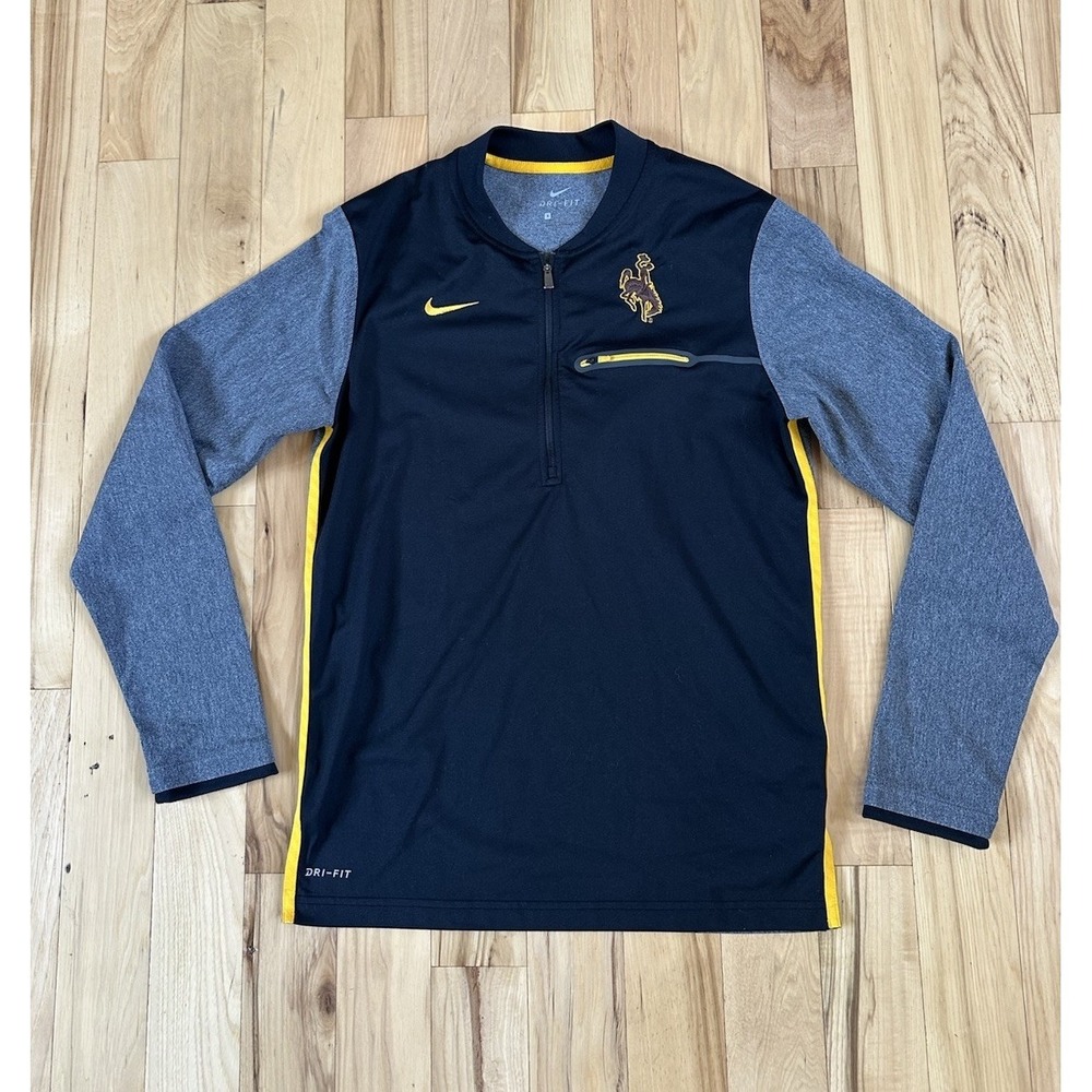 Nike Dri-Fit Wyoming Cowboys 1/4 Zip Black Pullover Men's Small Blade Collar